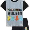Pokemon Boys Pyjamas for Kids and Teenagers T-Shirt and Shorts Summer PJs Gifts for Boys 16 /UK 13-14Y