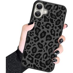 3 x KANGHAR Case Compatible with iPhone 16 Pro,Black Leopard Design,Tire Texture Non-Slip +Shockproof Rugged TPU Protective Case for iPhone 16 Pro 6.3 Inch