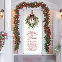 Christmas Door Cover Banner, Bless This Home Christian Xmas Wreath Door Decorations Doorway Curtains Backdrop Background for Indoor Outdoor Winter Holiday Party Decor, 35 * 79 Inch