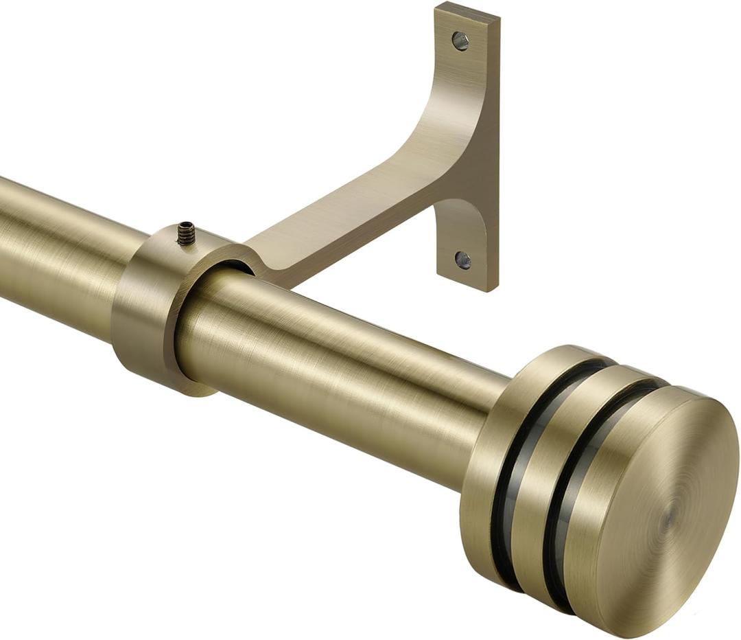 Single Curtain Rods 28-48 Inches,1 inch Heavy Duty Adjustable Window Drapery Rod, Modern Round Decorative Windows Curtains Rods, Antique Bronze