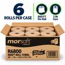 Morsoft R6800 Hardwound Roll Towels, Brown | 100% Recycled Fibers, 6 Rolls X 800 ft