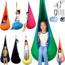 HiCamer Sensory Swing for Kids Indoor and Outdoor Pod Hammock Chair Seat Upgrade Max 300 lbs Hanging Swing with Inflatable Cushion Includes Hardware Hanger Kit for Aspergers Autism ADHD (Green)