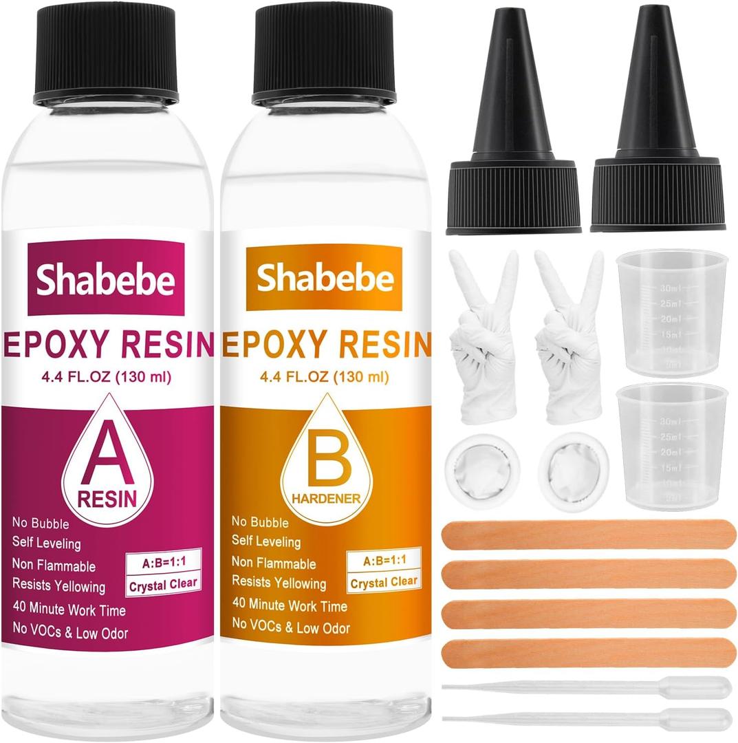 Epoxy Resin, 8.8OZ Epoxy Resin Crystal Clear, Not-Yellowing No-Bubble, Self Leveling Easy-Pour Easy Mix 1:1 Casting Kit & Coating for DIY Jewelry Making, Art Resina Clear Crafts, Molds, River Tables