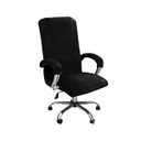 Velvet Plush Stretch Computer Office Chair Cover with Armrest, Chair Seat Cover for Office Chair for Pets & Kids, Removable Universal Desk Chair Covers for Swivel Rotating, Black, XL