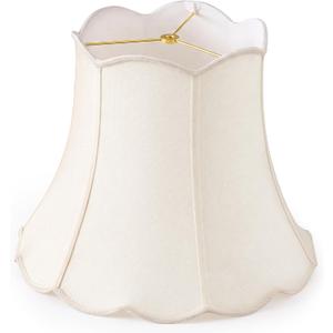Woanger Extra Large Scalloped Bell Lamp Shade, Cream Linen, 16 x 14.37 Inch, 18 x 17.5 Inch