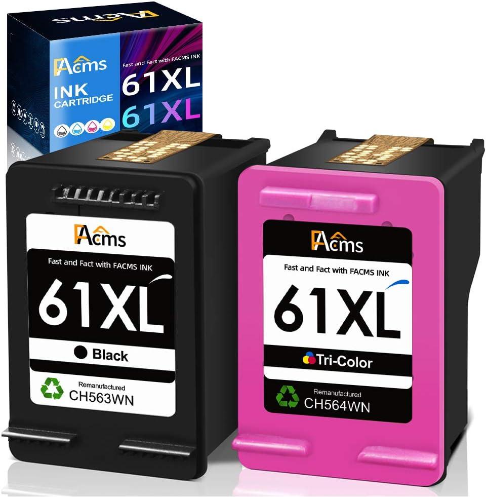 Remanufactured 61 XL Ink Cartridges Replacement for HP 61XL 61 XL Ink Cartridges Combo to use with Envy 4500 5530 5535 Deskjet 2540 1010 Officejet 4632 4634,(1 Black,1 Tri-Color, 2 Pack)