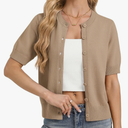 GRACE KARIN Womens Casual Short Sleeve Cardigan Lightweight Summer Cardigan Sweater 2026 Button Up Cropped Shrug Sweater, 2XL