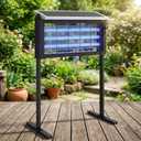 Large Solar Bug Zapper Outdoor, Solar Mosquito Zapper for 3000 sq.ft, Waterproof Mosquito Killer with Stand, Rechargeable Flying Insect Trap for Patio, Yard, Garden, Camping with 20W Solar Panel