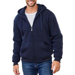Men's Fleece Sherpa Lined Hoodies Heavyweight Full Zip Thick Hooded Jacket Winter Warm Athletic Sweatshirt 5XL