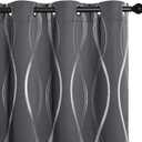 NICETOWN Grey Blackout Curtains 84 inch Length 2 Panels Set for Bedroom/Living Room, Noise Reducing Thermal Insulated Wave Line Foil Print Drapes for Patio Sliding Glass Door (52 x 84, Gray) (52"W x 84"L (Pack of 2), 1-grey)