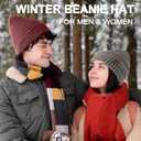 Beanie for Men Women, Winter Warm Hat with Fleece Lined, Thermal Kint Beanie Ski Cuffed Cap for Cold Weather (Lightgrey)