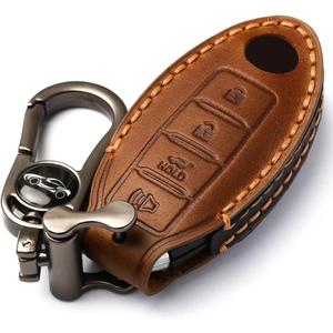 Car Key Fob Cover, Soft Full Protection Key Case Shell Compatible with Nissan X-Trail Rogue Altima Quest Pathfinder Sentra Patrol CIMA Fuga Armada Teana Murano etc (B-Brown)