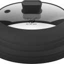Microwave Splatter Cover Glass Cover Splatter Guard Lid with Collapsible Silicone for Food Pot Cover Plate Cover 11.8 inch Black