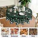St Patricks Day Plaid Tablecloth Round 70 Inch White Green Black Buffalo Checker Lucky Clover Decorative Table Cloth Saint Patrick Holiday Farmhouse for Indoor Party Kitchen Dinner Picnic Decor