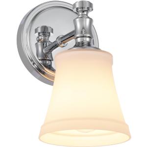 Wall Sconces, Traditional Chrome 1 Light Sconce, Wall Light with Opal Glass Shade for Bedroom Bathroom Living Room & Hallway Vanity Lighting Fixture