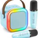 Mini Karaoke Machine for Kids Adults, Portable Bluetooth Speaker with 1 Wireless Karaoke Microphones,2025 TOP Birthday Gifts Toys for Boys 3,4, 5, 6, 7, 8+Years Old Toddler Karaoke Player(Blue)