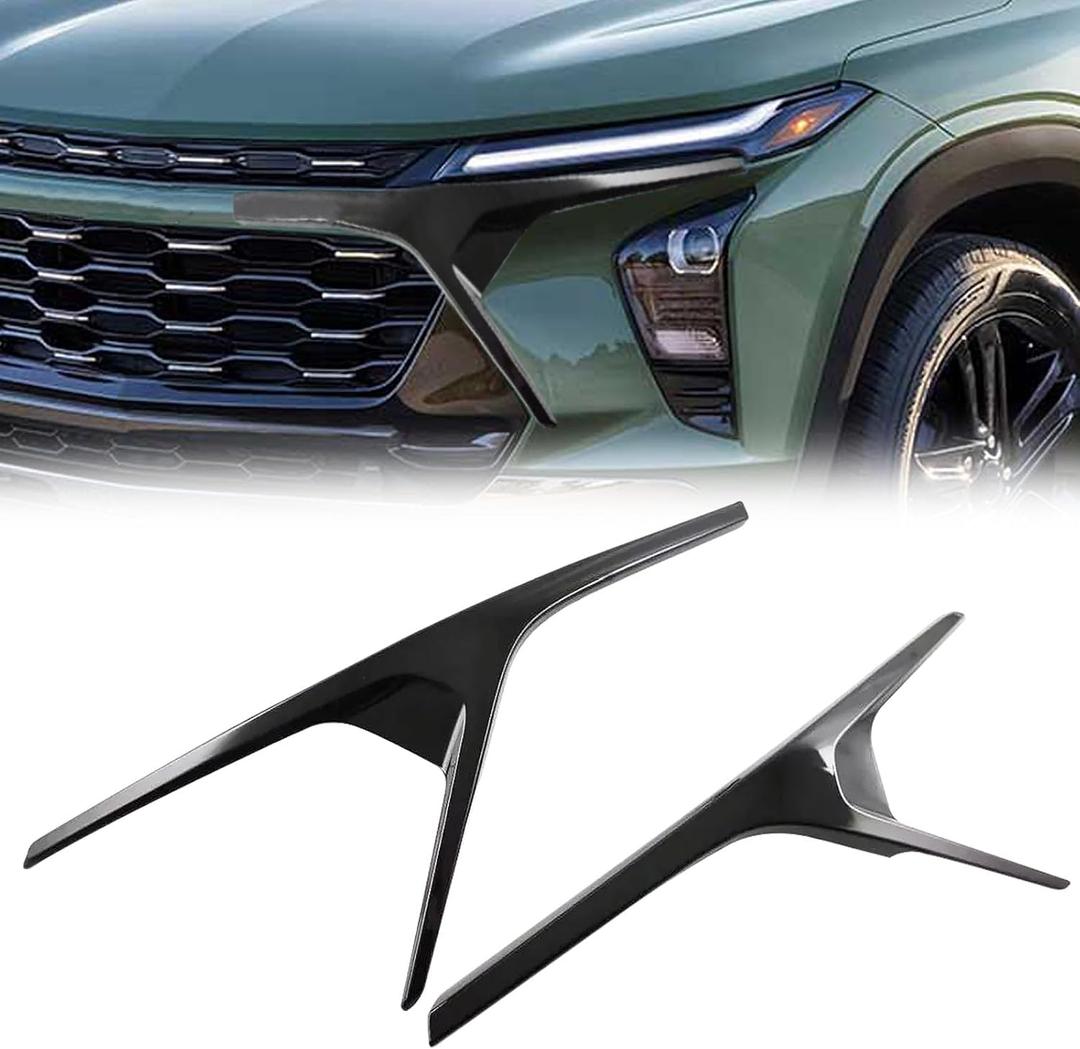 2PCS Front Grille Insert Trim Compatible With 2024 2023 Chevy Trax Front Grill Grille Mesh Cover(Glossy Black)