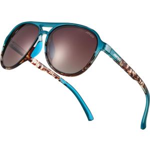 Jefoo Polarized Aviator Sunglasses for Women Men Retro Trendy Sports Sunglasses for Outdoor UV400 Protection (Blue Tortoise Frame / Brown Gradient Lens)