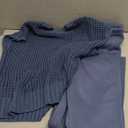 ANRABESS Women Two Piece Outfits Crochet Sheer Knit Sweater Top Wide Leg Pants Lounge Matching Sets Sweat suit Travel Clothes (Medium, Deep Blue)