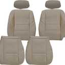 NLQR Front Driver & Passenger Side Bottom & Top Back & Armrest Cover & Headrest Cover Replacement Seat Covers Microfiber Leather Tan fit for Toyota Sequoia Tundra 2000 2001 2002 2003 2004 2005 2006