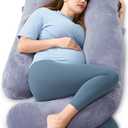 MOON PINE Pregnancy Pillow, U Shaped Full Body Pillow for Maternity Support, Sleeping Pillow with Cover for Pregnant Women (Cooling Grey)