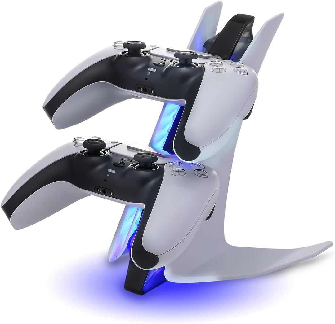 PS5 Controller Charger, PlayStation 5 Controller Charging Station with LED Light and Charger Cable