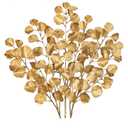 Hollyone 32” Christmas Tree Picks and Sprays 3Pcs Gold Artificial Eucalyptus Stems Eucalyptus Leaves Branches Fake Gold Leaf Floral for Vase DIY Xmas Tree Garland Wreath Centerpieces Wedding Decor