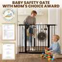Baby Gate with Door, 26-40" Auto Close Dog Gate Indoor for Stairs Doorways, Easy Install Pressure Mounted Pet Gate, Easy Walk Through Child Safety Gate for the House, Black
