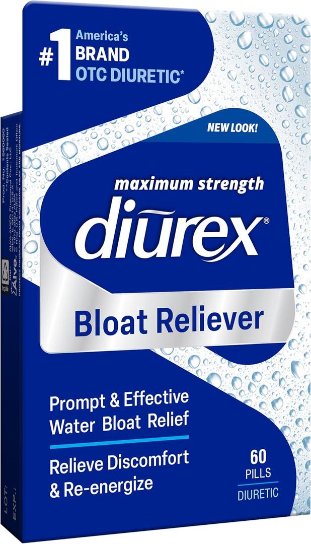 Diurex Bloat Reliever, Relieves Water Bloat, Puffiness & Fatigue, 60 Count