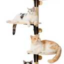 MEWOOFUN Cat Climbing Shelves Tree, 4-Levels Over Door Cat Climber for Jumping, Stable Cat Stairs Hammock for Kittens & Adult Cats (Wooden-65 H x 26.8 L x 13.8 W)