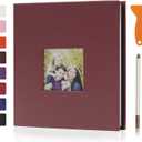 RECUTMS Large Photo Album Self Adhesive Scrapbook Album for Wedding/Family/Couples, Linen Cover 40 Pages Magnetic Photo Book DIY Gift for Christmas Day Baby Growth (Brown)