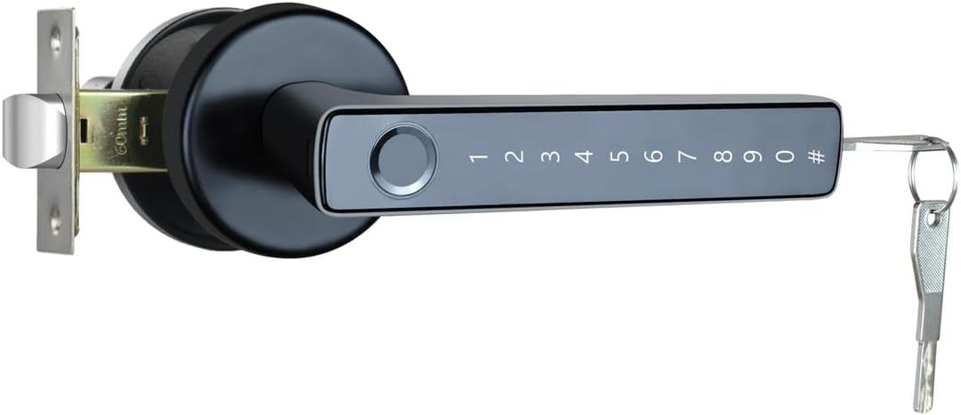 ETEKJOY Smart Door Lever Lock 4-in-1 App+Fingerprint+Passcode+Key Left/Right Reversible Handle Keyless Entry Auto Lock Knob Home Office Hotel Apartment Bedroom (Black with App)