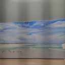 NINEASO Sea Beach Canvas Wall Art Aqua Ocean Pictures Nature Wall Decor Coastal Seagulls Prints Modern Seascape Painting Artwork for Living Room Bedroom Office Wall Decoration 24" x 48"