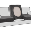 H.VERSAILTEX Stretch Velvet 3 Piece T Cushion Sofa Slipcovers Individually Cushion Cover for 3 Cushion Couch Seat Cushion Covers for Sofa Seat Cushion Covers Stay in Place(Sofa, Grey)