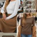 Huukeay 3 Pack Women's Long Sleeve Tops Lettuce Trim Boat Neck Shirts Slim Fit Casual Basic Fitted Tees (White, L)