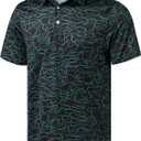 Obla Mens Golf Polo Shirts Short Sleeve Dry Fit Performance Moisture Wicking Casual Print Collared Golf Shirts for Men (Black) 4XL