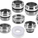 9 Pieces Faucet Adapter Kit, Brass Aerator Adapter Male Female Kitchen Sink Faucet Adaptor for Connecting Garden Hose, Water Filter, Dishwasher, Standard Hose via Diverter with Thread Seal Tape