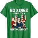 Women No Kings Fight Oligarchy Feminist Patriot 4th of July T-Shirt, Size XL