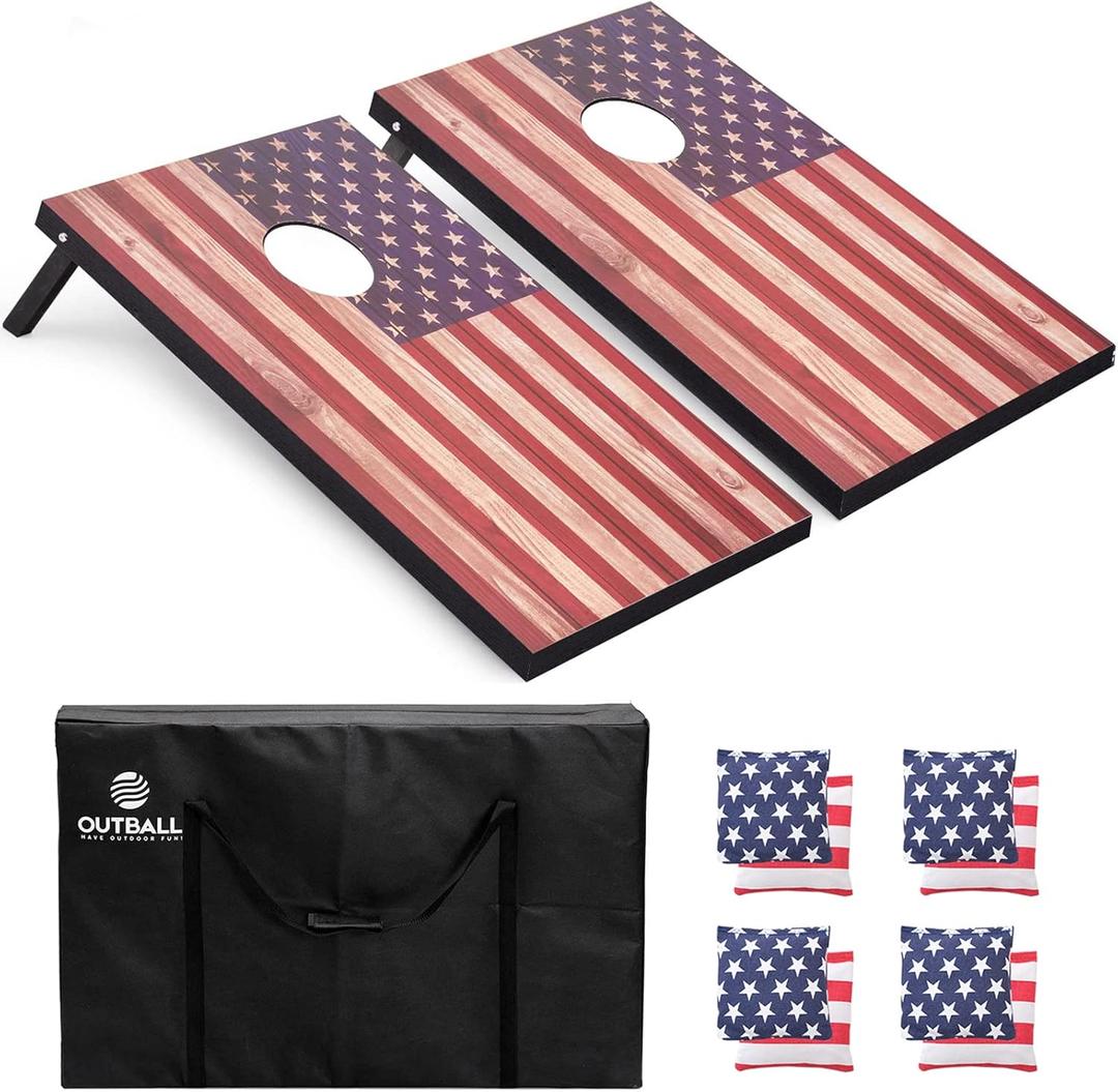 Cornhole Set 4x2 and 3X2 Regulation Size Corn Holes Sets with Carrying Bags & 8 Bean Bags Cornhole Boards Bean Toss Games for Adults Family Outdoor Beach Lawn Outside Backyard Games