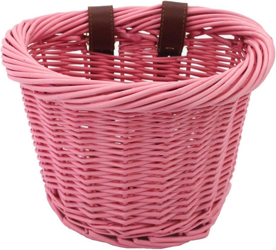 Wicker Bike Basket, Little Box Made by Willow for Bicycle (Pink)