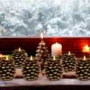 8 Pcs LED Pine Cone Candles Christmas Pinecone Candles with Timer Battery Operated Flameless Candle for Xmas Thanksgiving Winter Holiday Home Party Decoration