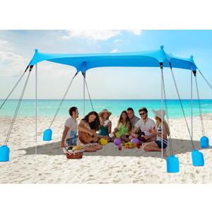 Gorich Beach Tent Sun Shelter with 8 Sandbags, UPF50+ Protection & Windproof Pop Up Beach Canopy Tent Sun Shade for Family, Travel & Camping, Easy Setup Canopy Umbrella (12 X 12 FT, Skyblue)