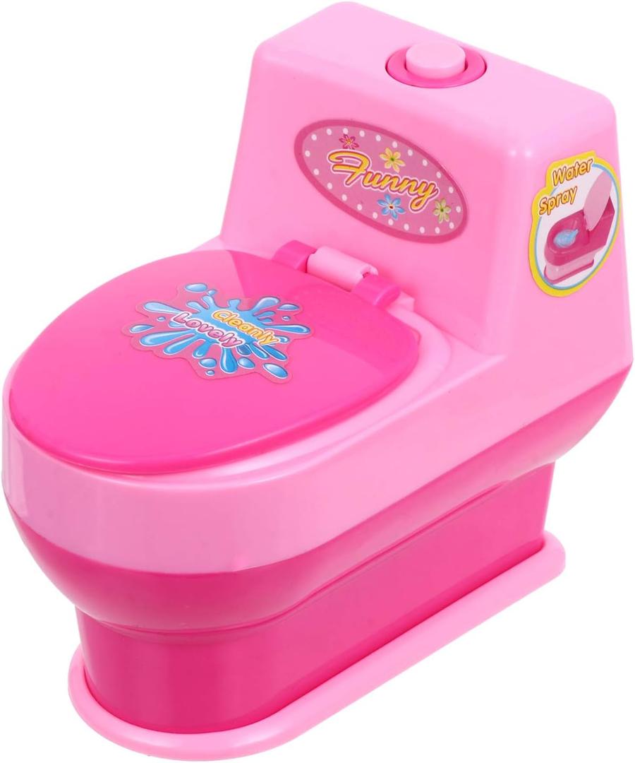 Play Toilet 1pc Simulation Mini Dolls 4.5Inch Mini Kids Girl Toilet Pink Electric Commode Dollhouse Decoration Mini House Prop Model Pretend Play Age for 3+