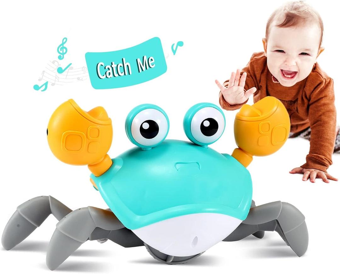 control future Crawling Crab Baby Toy - Infant Tummy Time Toys 3 4 5 6 7 8 9 10 11 12 Babies Boy 3-6 6-12 Learning Crawl 9-12 12-18 Walking Toddler 36 Months Old Music Development 1st Birthday Gifts (Blue)