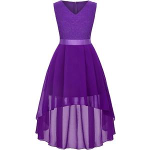 Girls Floral Lace Dress Easter Bridesmaid Vintage Formal Cocktail Party Swallowtail Swing Dresses 7-14 Years (9-10 Years)
