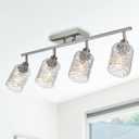 4 Light Semi Flush Mount Ceiling Light with Directional Rotatable Heads, Clear Glass Shades Modern Bathroom Vanity Lighting in Brushed Nickel Finish Track Lighting Kit Spotlight