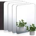 Queekay Self Adhesive Acrylic Mirror Sheet Wall Stickers Non Glass Flexible Plastic Rounded Corner Locker Mirror for Living Room Office Bathroom Wall Home Decor DIY Craft(4,5.1 x 7.1 Inch)