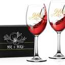 Bridal Shower Gifts Wedding Gifts Engagement Gift for Couples Newlyweds,Mr and Mrs Wine Glass Set,Wedding Glasses for Bride and Groom