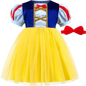 ICECUTE Princess Costumes for Toddler Girls,Princess Dress for Kids,Birthday Halloween Party Dress Up (3T, Yellow)