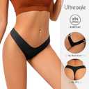 Seamless Thongs for Women V-Shaped No Show Panties Soft Comfortable Breathable Workout Underwear Multiple Pack (L)